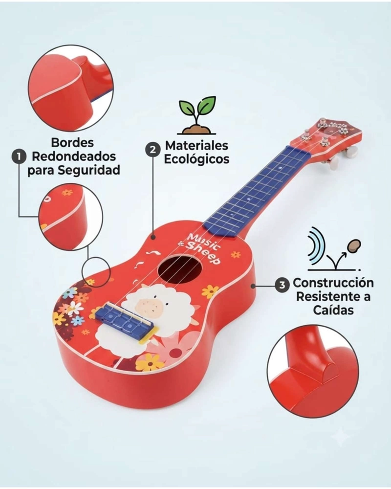 UKELELE GUITARRA DE JUGUETE INFANTIL DISEÑOS PUPPY OFFICER  OVEJA - 5