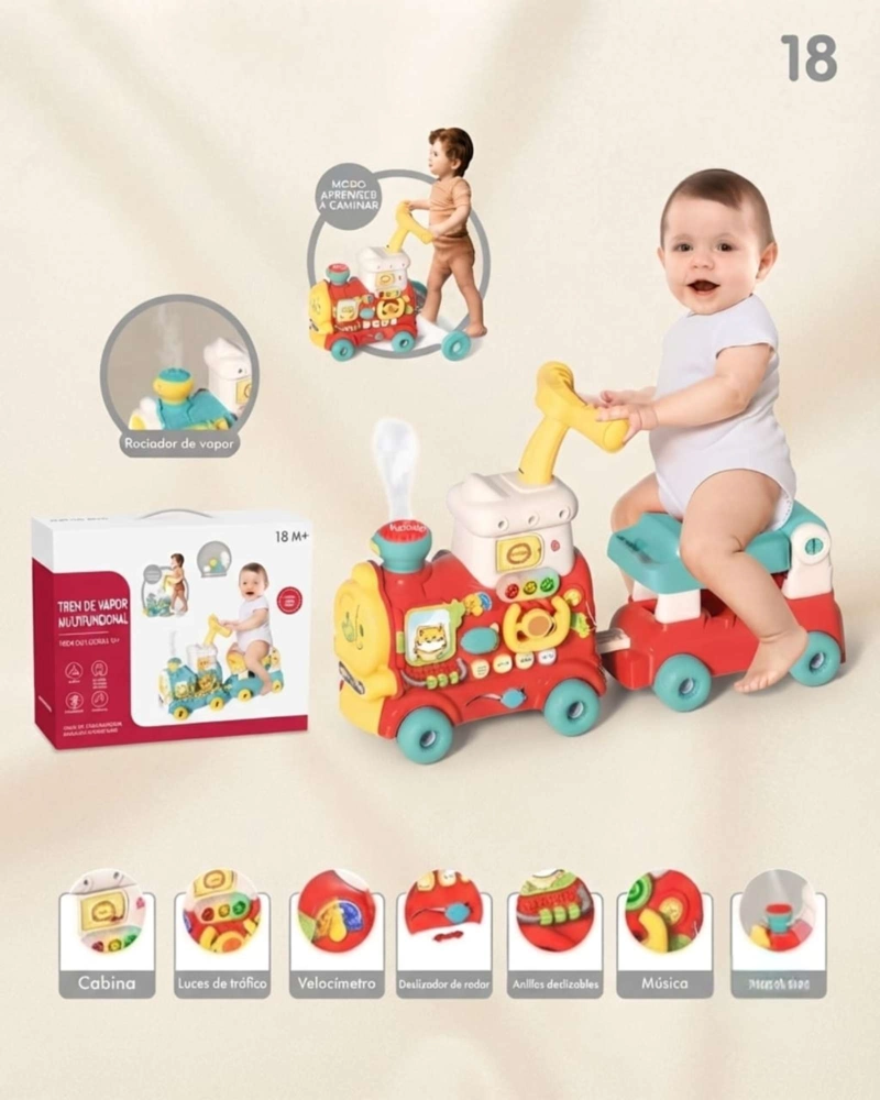 TREN ANDADOR CORREPASILLOS MULTIFUNCIONAL 5 EN 1 PARA BEBES. - 3