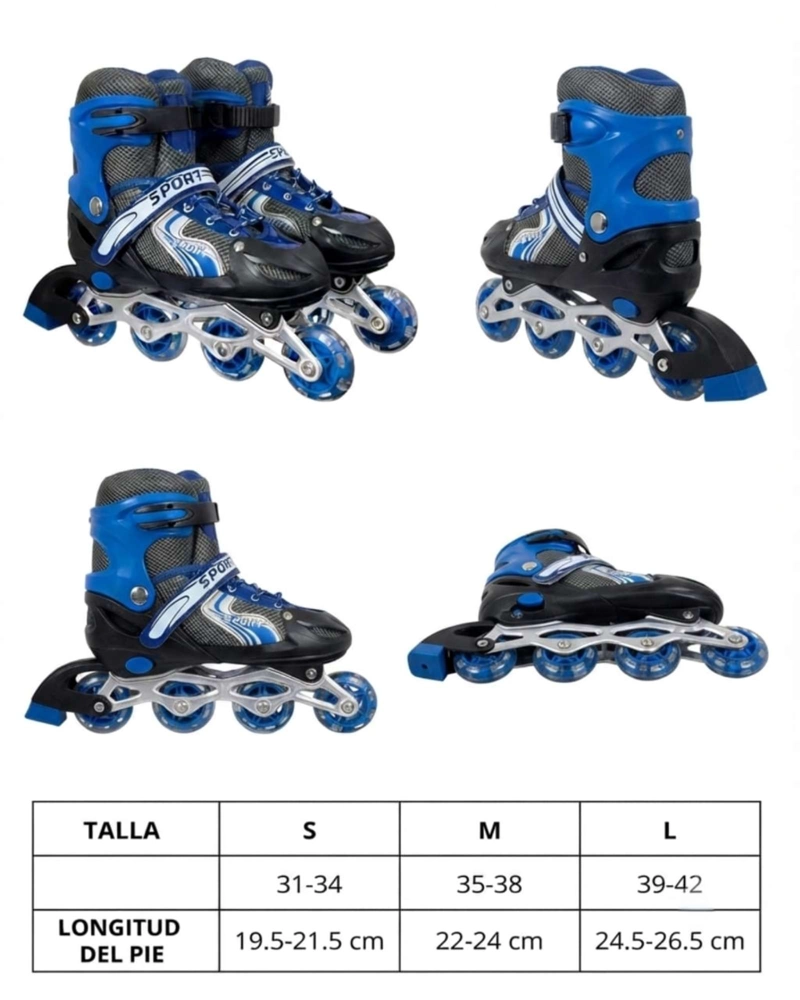 PATINES EN LINEA INFANTILES AJUSTABLES CON SET DE PROTECCION, TALLA S. - 6