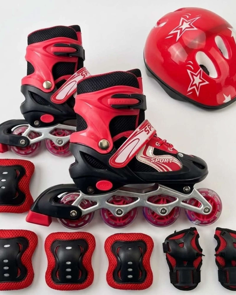 PATINES EN LINEA INFANTILES AJUSTABLES CON SET DE PROTECCION, TALLA G. - 4