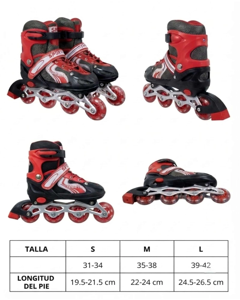 PATINES EN LINEA INFANTILES AJUSTABLES CON SET DE PROTECCION, TALLA G. - 6