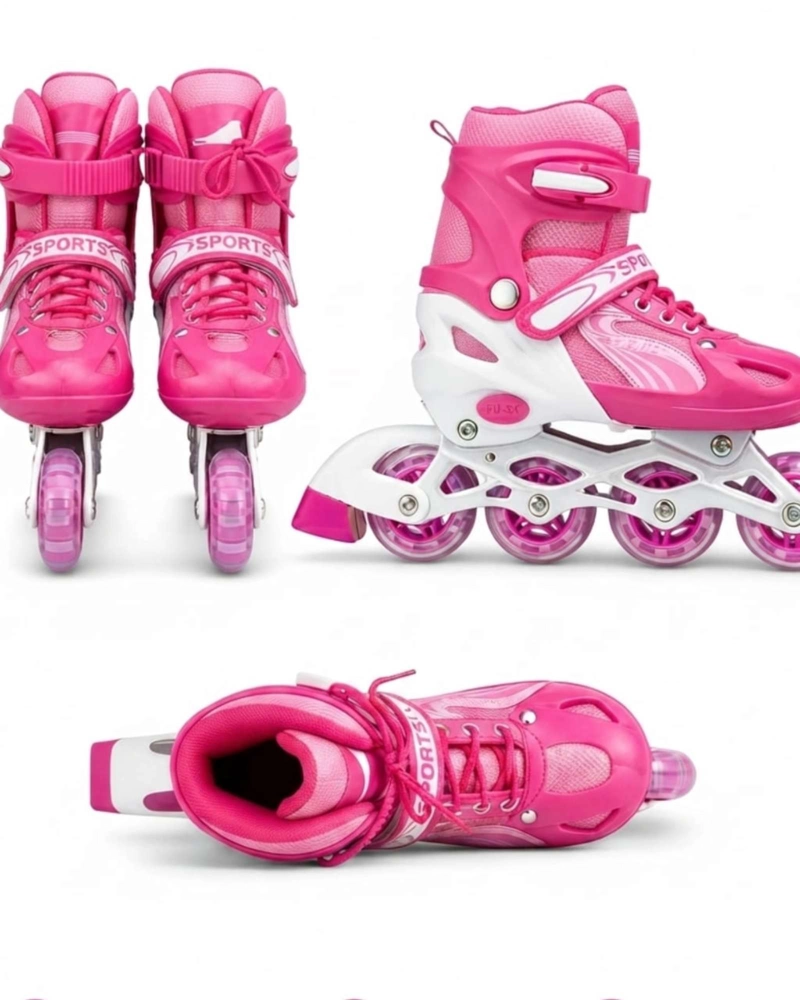 PATINES EN LINEA INFANTILES AJUSTABLES CON SET DE PROTECCION, TALLA G. - 1
