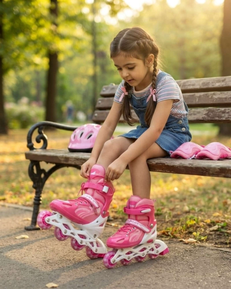 PATINES EN LINEA INFANTILES AJUSTABLES CON SET DE PROTECCION, TALLA G. - 3