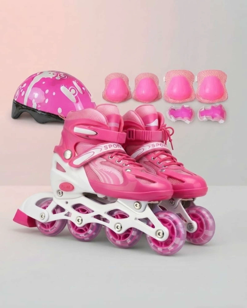 PATINES EN LINEA INFANTILES AJUSTABLES CON SET DE PROTECCION, TALLA G. - 4