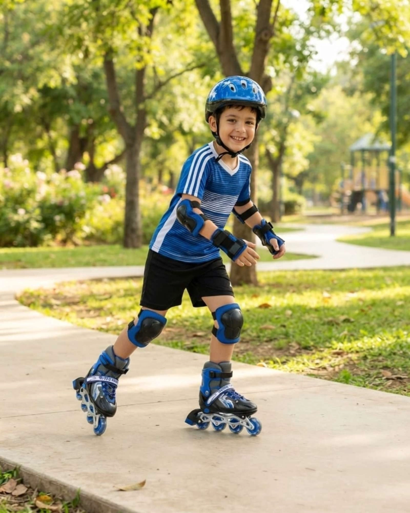 PATINES EN LINEA INFANTILES AJUSTABLES CON SET DE PROTECCION, TALLA G. - 2