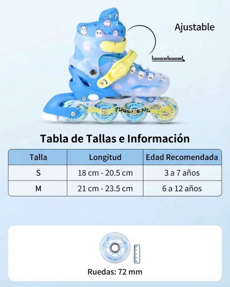 PATINES EN LINEA INFANTILES  Y KIT DE SEGURIDAD TALLAS. - 6