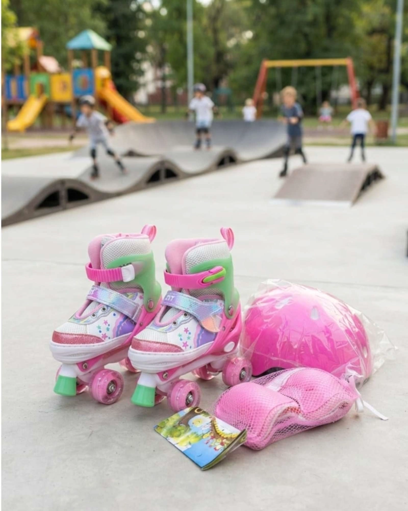 SET DE PATINES 4 RUEDAS CON LUCES CON KIT DE PROTECCION TALLA M. - 1