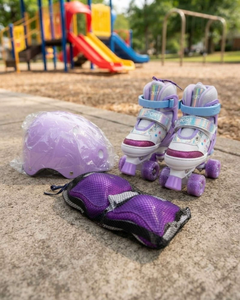 SET DE PATINES 4 RUEDAS CON LUCES CON KIT DE PROTECCION TALLA M. - 1