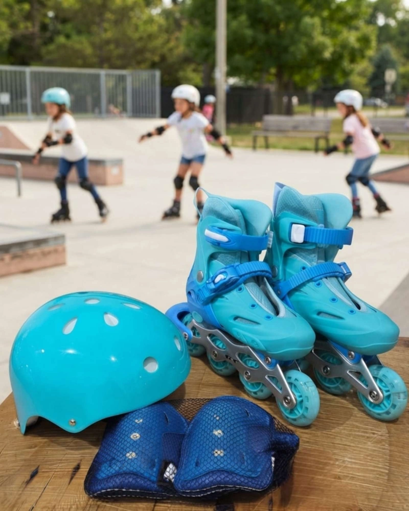PATINES EN LINEA CON LED Y KIT DE SEGURIDAD TALLA M. - 1