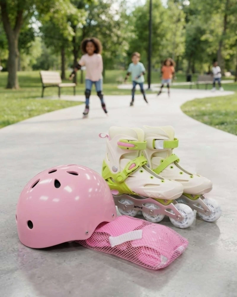 PATINES EN LINEA CON LED Y KIT DE SEGURIDAD TALLA M. - 1