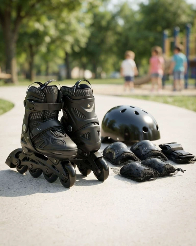 PATIN LINEAL AJUSTABLE CON KIT DE SEGURIDAD NEGRO TALLA M. - 2