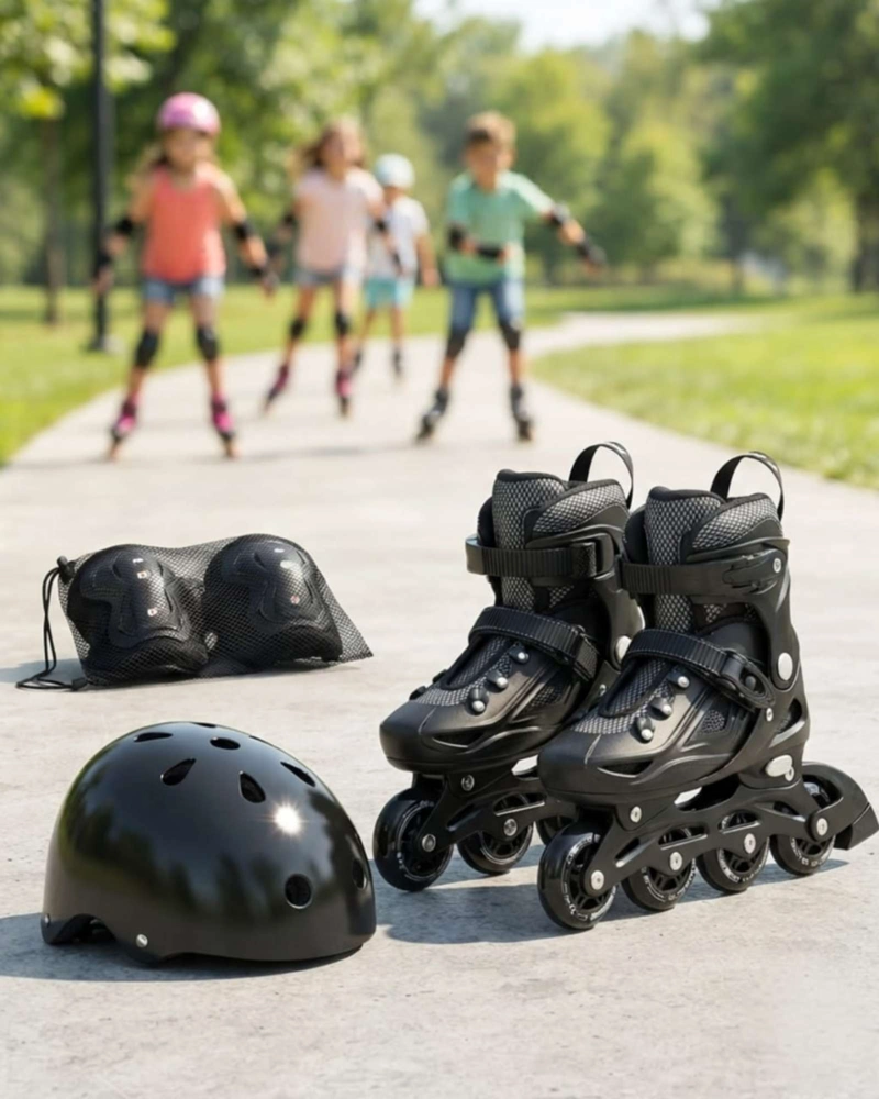 PATIN LINEAL AJUSTABLE CON KIT DE SEGURIDAD NEGRO TALLA M. - 4