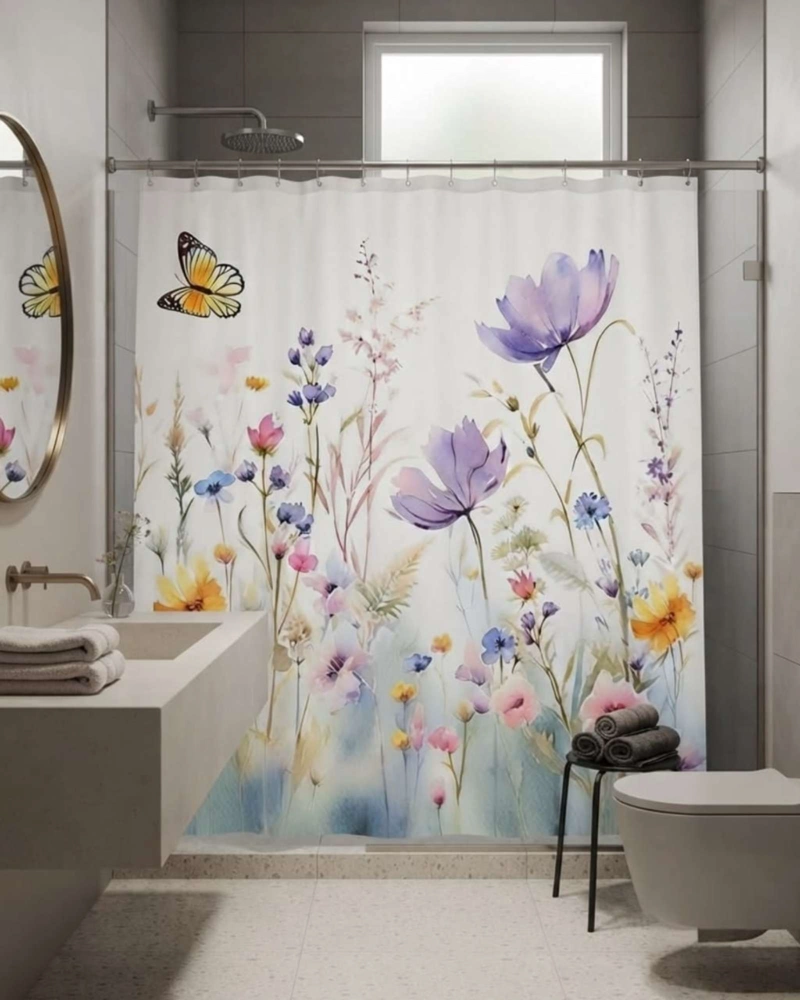 PACK DE CORTINA DE BAÑO CON FORRO IMPERMEABLE SURTIDO. - 1