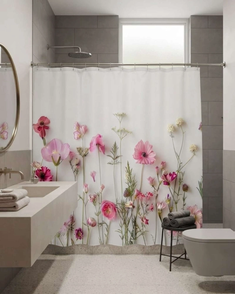 PACK DE CORTINA DE BAÑO CON FORRO IMPERMEABLE SURTIDO. - 1
