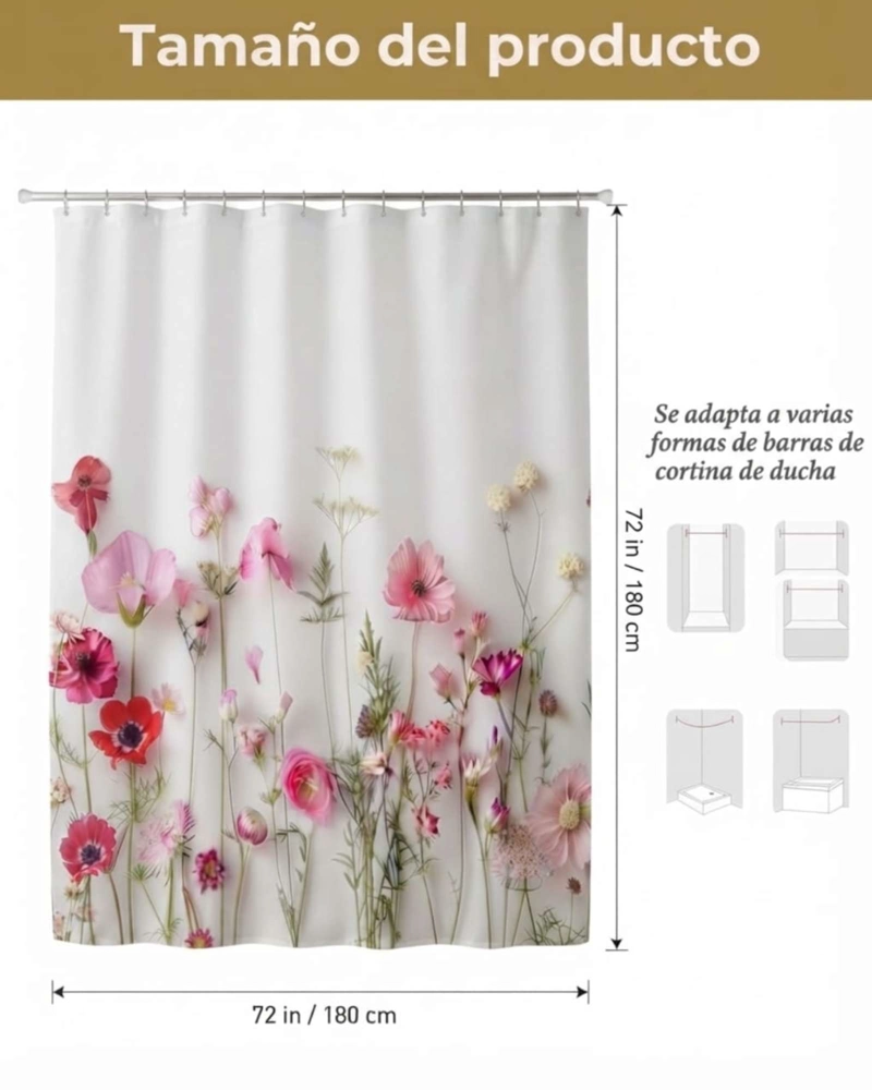 PACK DE CORTINA DE BAÑO CON FORRO IMPERMEABLE SURTIDO. - 4