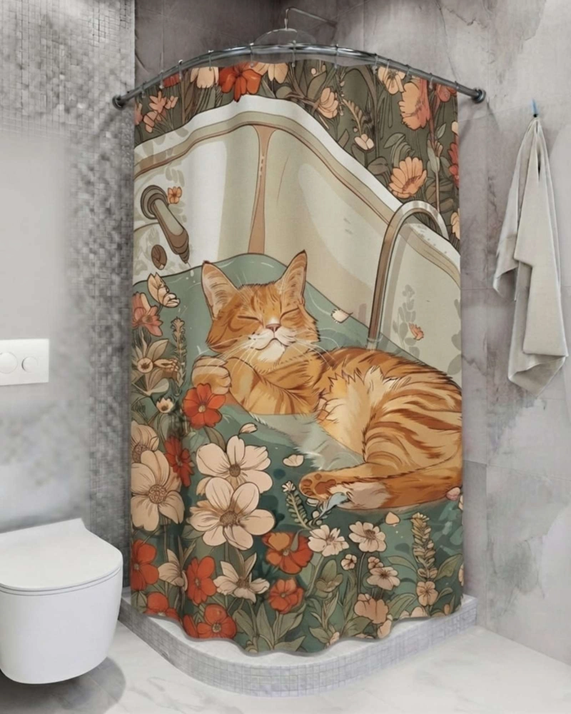 PACK DE CORTINA DE BAÑO CON FORRO IMPERMEABLE SURTIDO. - 1