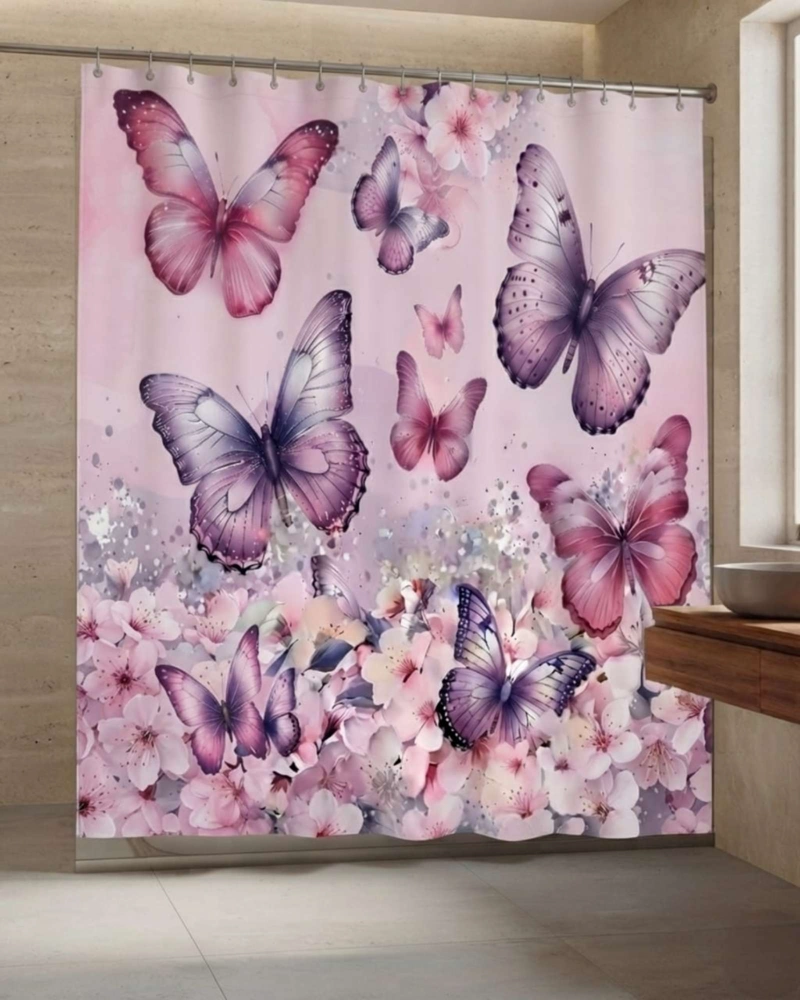 PACK DE CORTINA DE BAÑO CON FORRO IMPERMEABLE SURTIDO. - 1