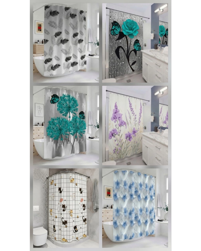 PACK DE CORTINA DE BAÑO CON FORRO IMPERMEABLE SURTIDO. - 7