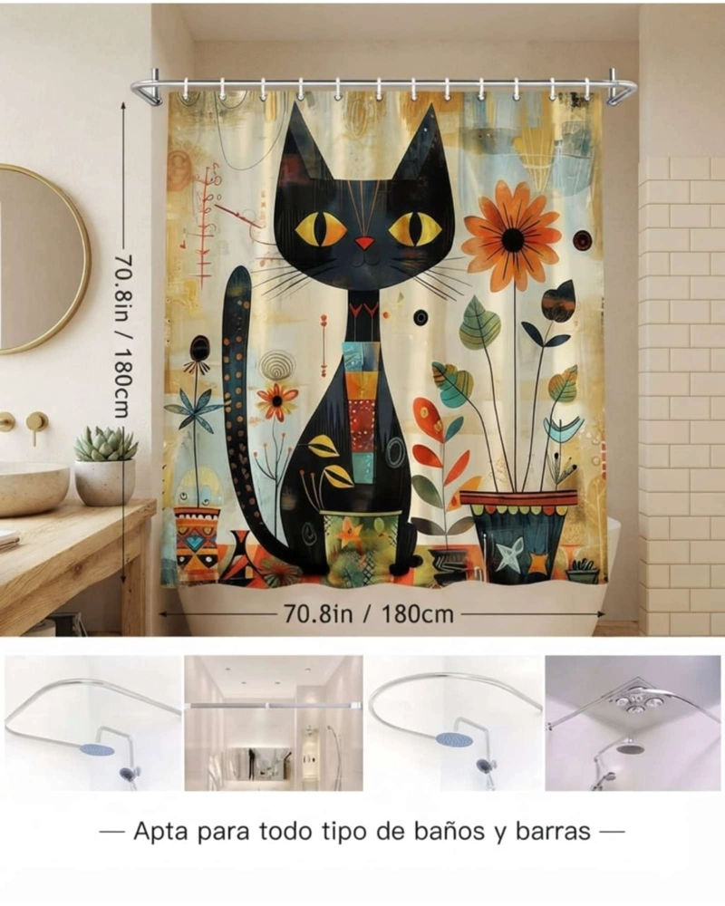 PACK DE CORTINA DE BAÑO CON FORRO IMPERMEABLE SURTIDO. - 2