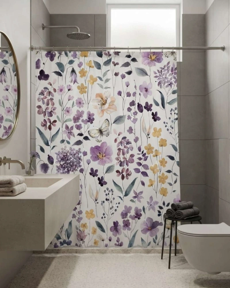 PACK DE CORTINA DE BAÑO CON FORRO IMPERMEABLE SURTIDO. - 1