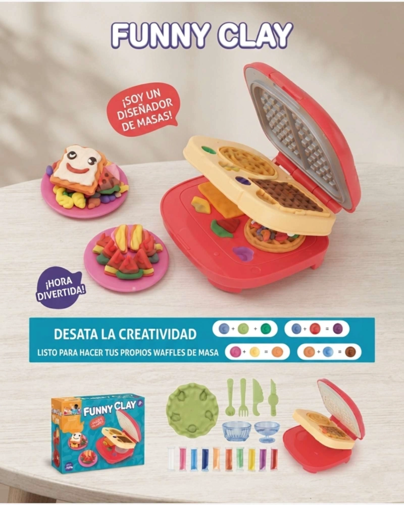 SET DE PLASTICINA FUNNY CLAY CON WAFLERA Y MOLDES. - 5