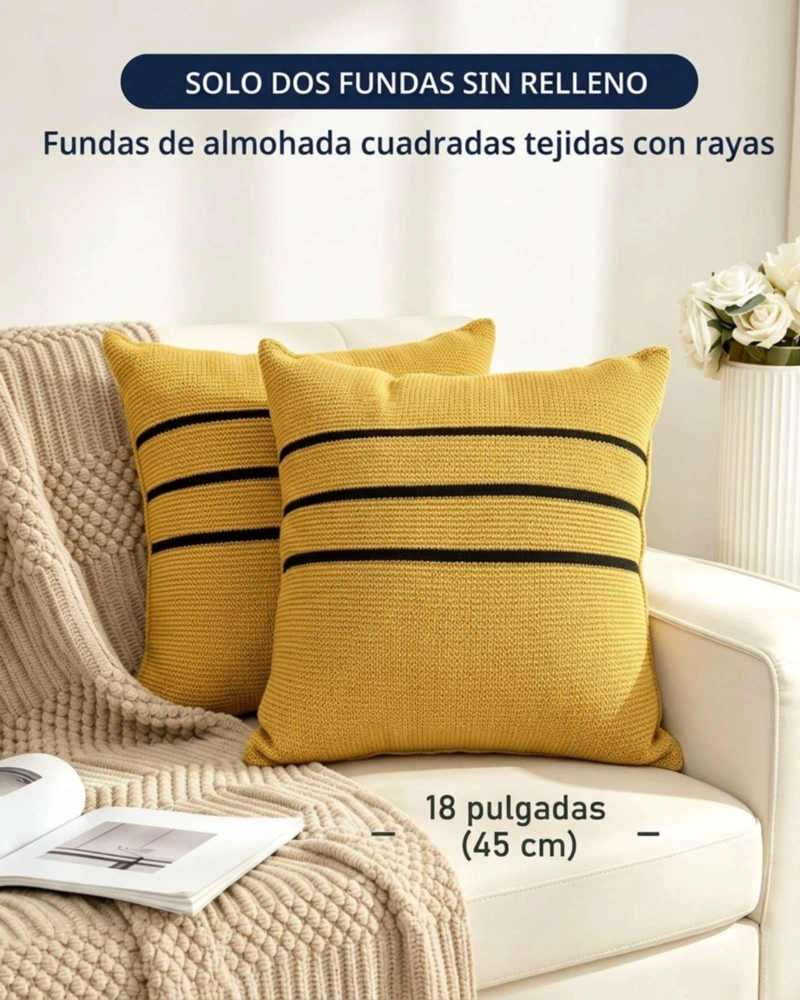 SET DE FUNDAS PARA COJINES TEXTURIZADAS CON FRANJAS 6 UNIDADES - 7