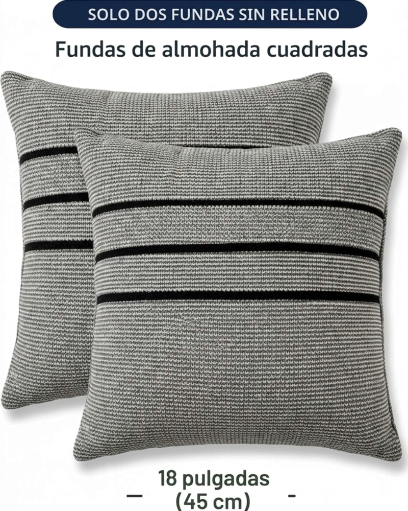 SET DE FUNDAS PARA COJINES TEXTURIZADAS CON FRANJAS 6 UNIDADES - 7