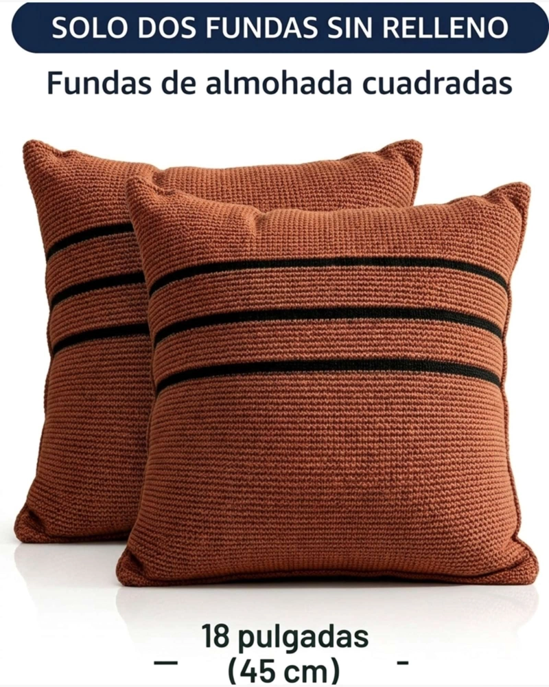SET DE FUNDAS PARA COJINES TEXTURIZADAS CON FRANJAS 4 UNIDADES - 6