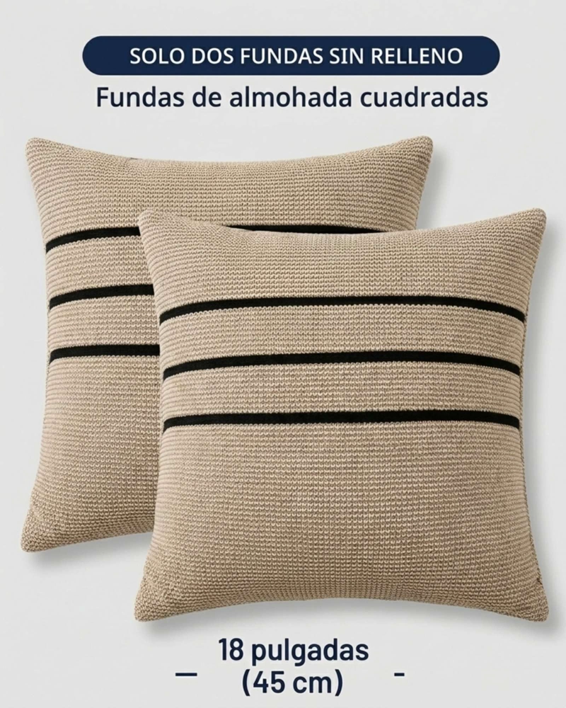 SET DE FUNDAS PARA COJINES TEXTURIZADAS CON FRANJAS 2 UNIDADES - 7