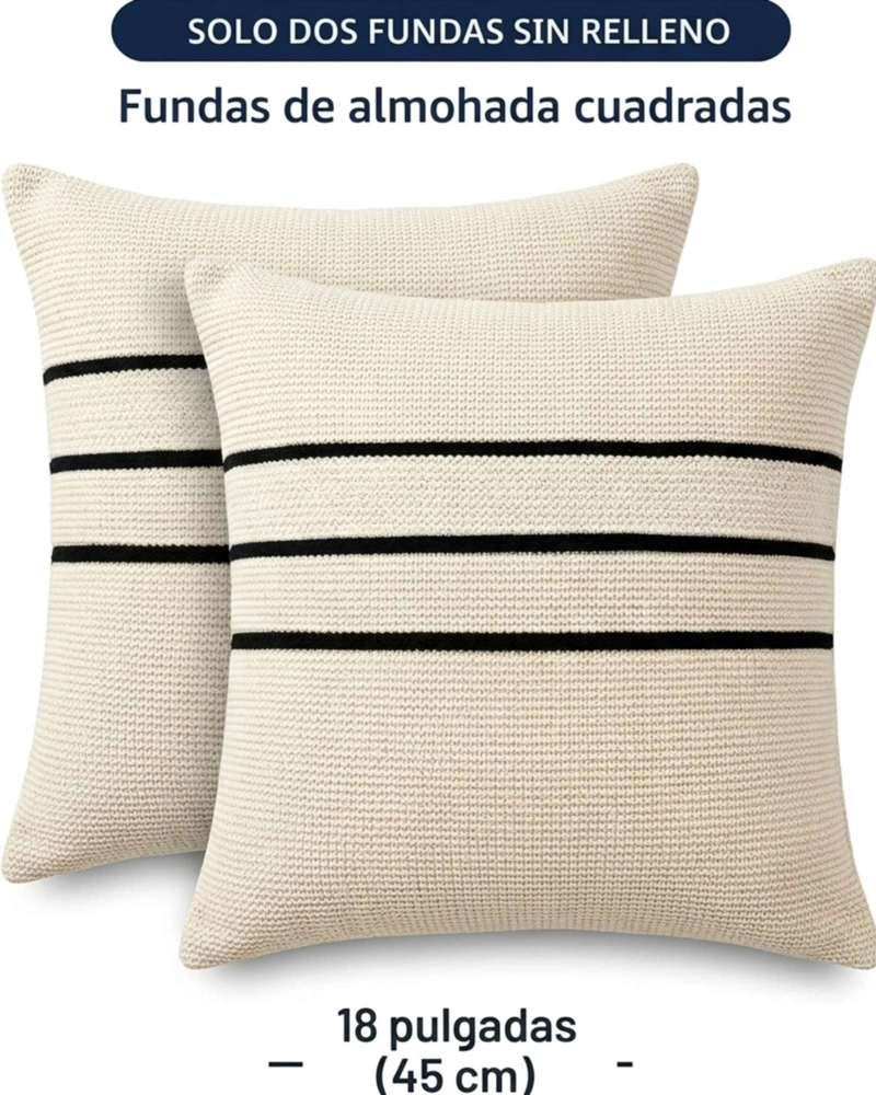 SET DE FUNDAS PARA COJINES TEXTURIZADAS CON FRANJAS 2 UNIDADES - 7