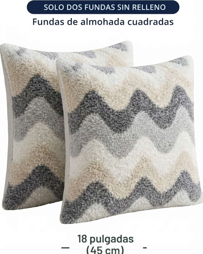 PACK DE FUNDAS DECORATIVAS PELUDO TEXTURIZADA CON ONDAS 6 FUNDAS - 7