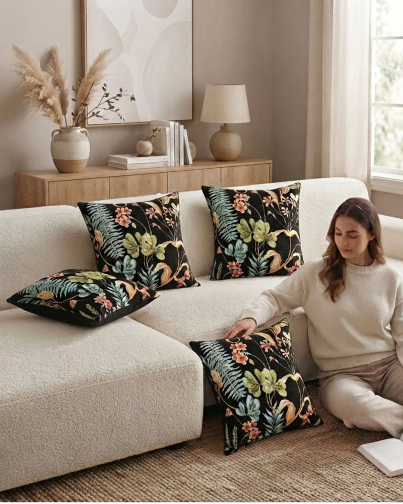 PACK DE 6 FUNDAS PARA COJIN DECORATIVOS BOTANICOS. - 4