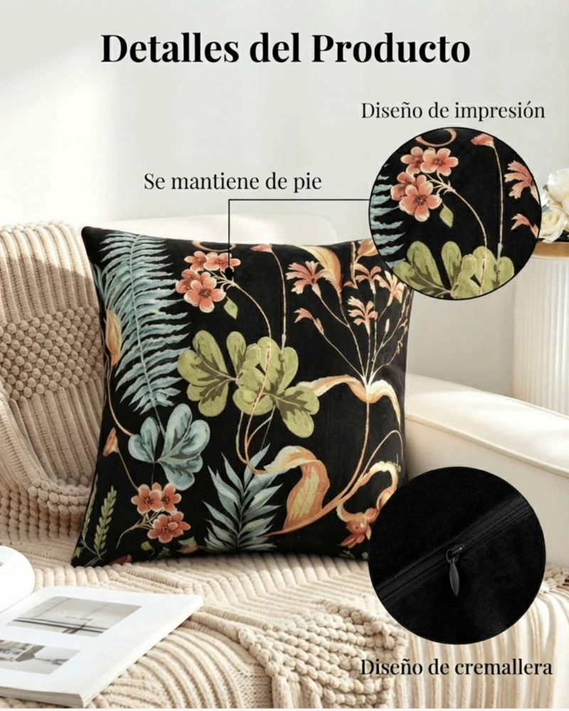PACK DE 6 FUNDAS PARA COJIN DECORATIVOS BOTANICOS. - 5