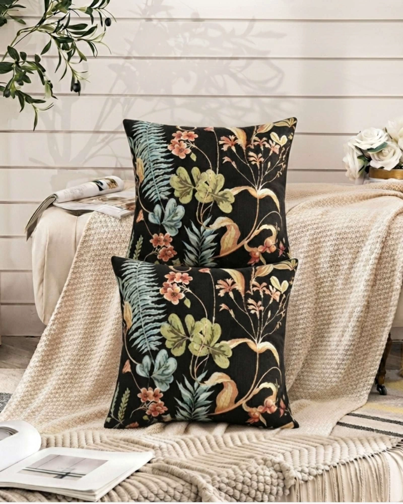 PACK DE 4 FUNDAS PARA COJIN DECORATIVOS BOTANICOS. - 1