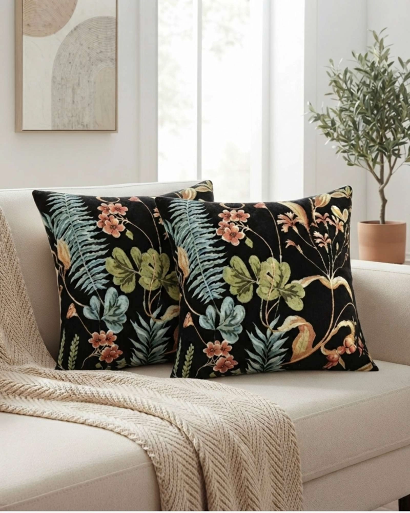 PACK DE 4 FUNDAS PARA COJIN DECORATIVOS BOTANICOS. - 2