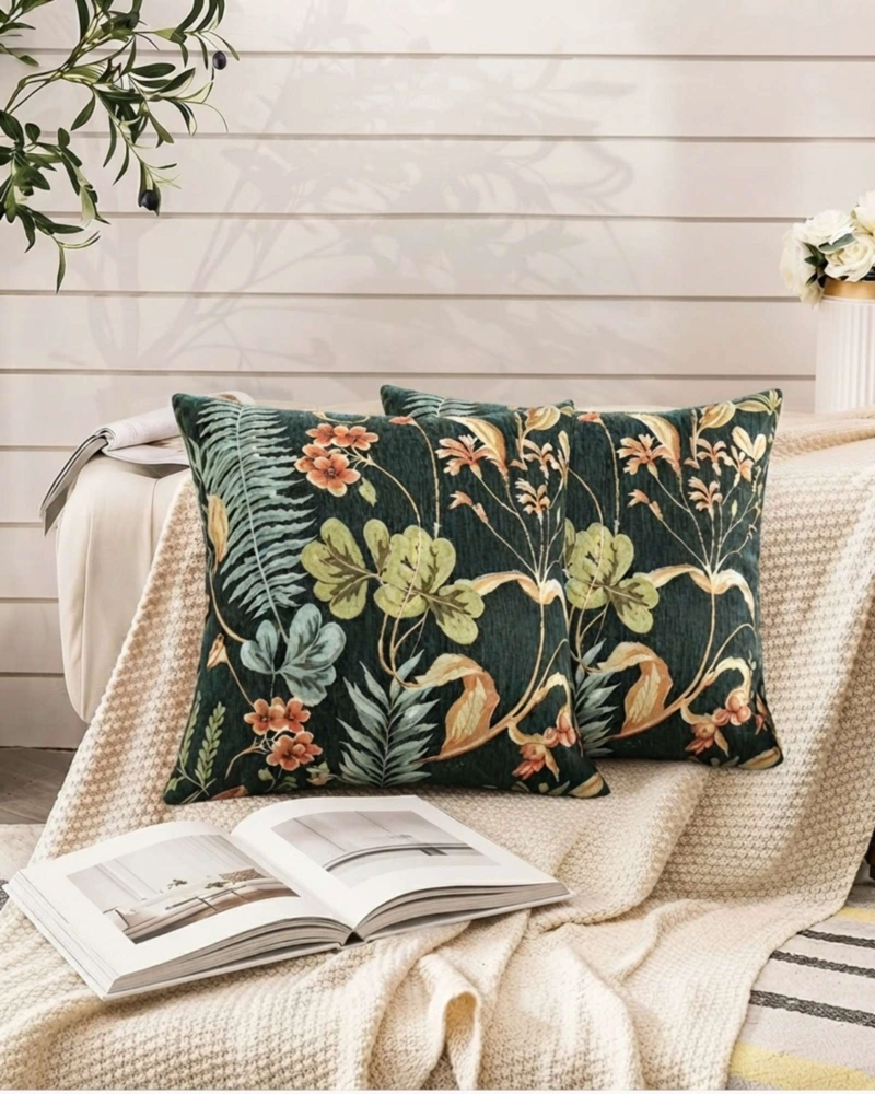 PACK DE 2 FUNDAS PARA COJIN DECORATIVOS BOTANICOS. - 1