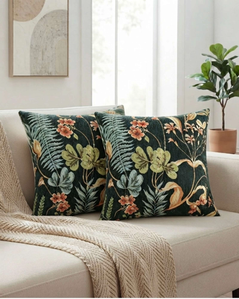 PACK DE 4 FUNDAS PARA COJIN DECORATIVOS BOTANICOS. - 2