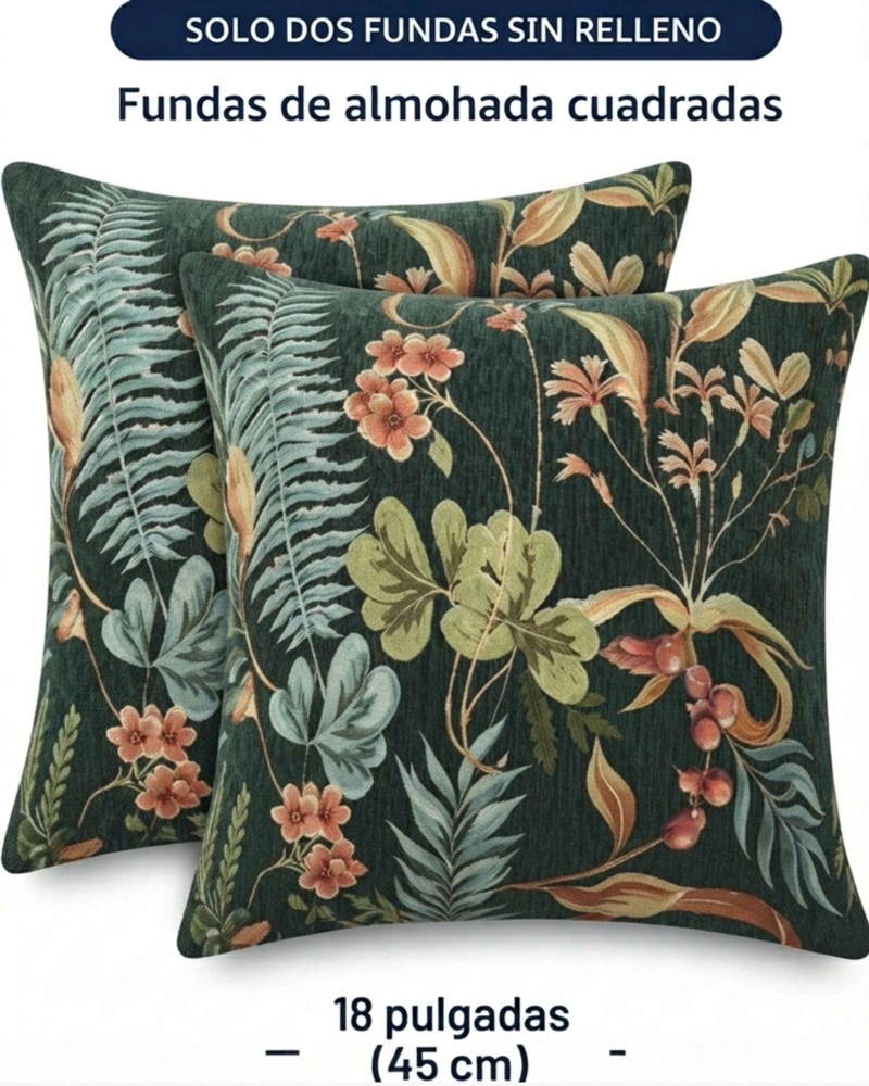 PACK DE 4 FUNDAS PARA COJIN DECORATIVOS BOTANICOS. - 6