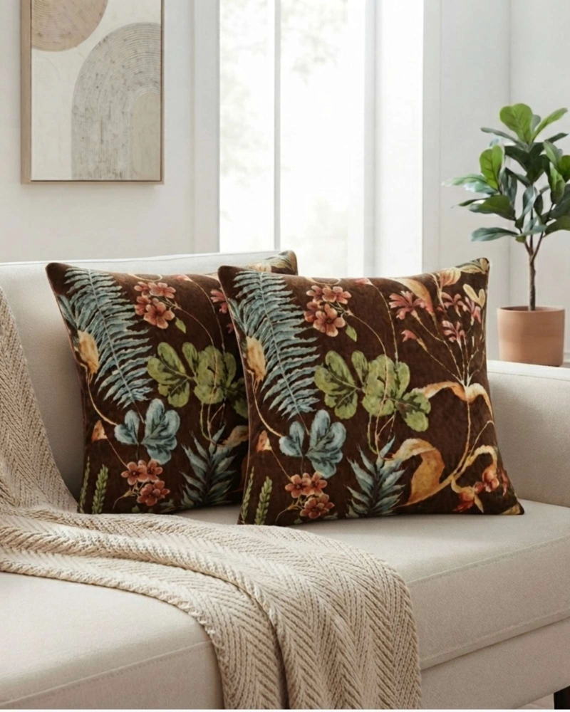 PACK DE 2 FUNDAS PARA COJIN DECORATIVOS BOTANICOS. - 2