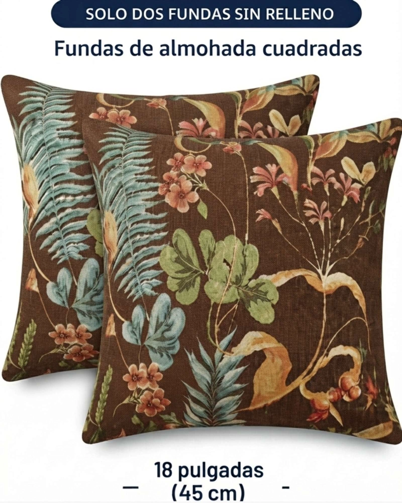 PACK DE 2 FUNDAS PARA COJIN DECORATIVOS BOTANICOS. - 6