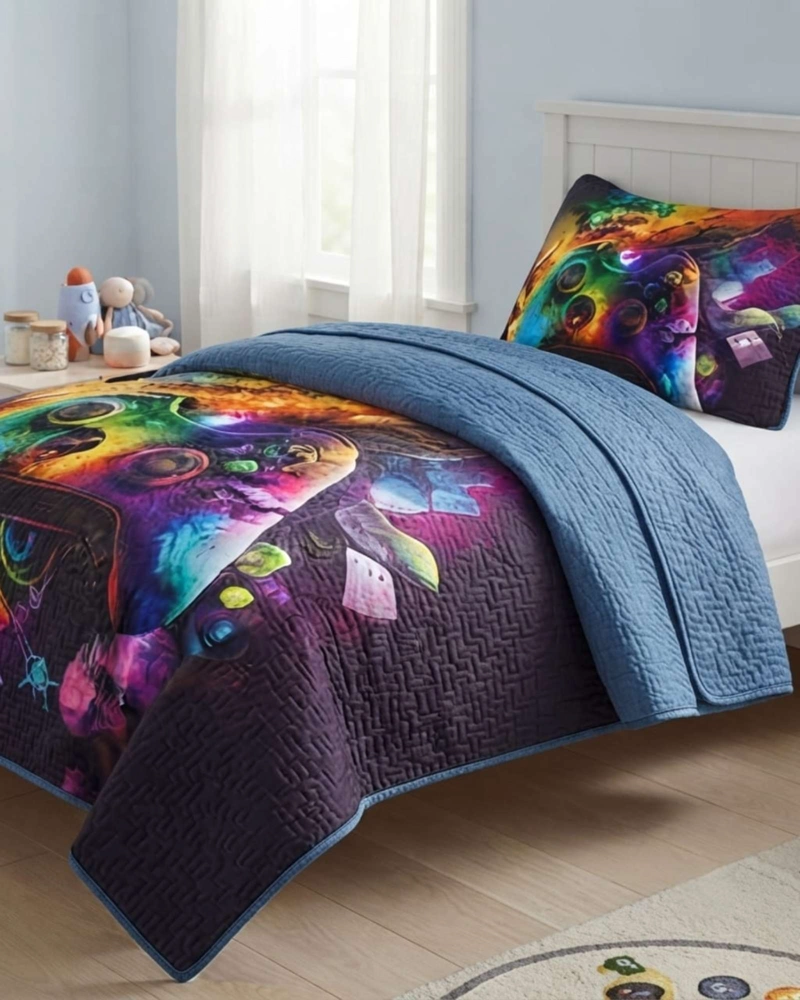 CUBRECAMA QUILT INFANTIL DE VERANO PLAZA Y MEDIA MAS FUNDA - 2