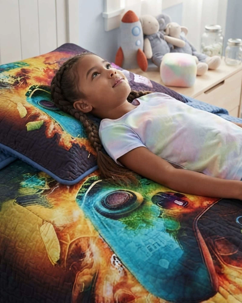 CUBRECAMA QUILT INFANTIL DE VERANO PLAZA Y MEDIA MAS FUNDA - 3