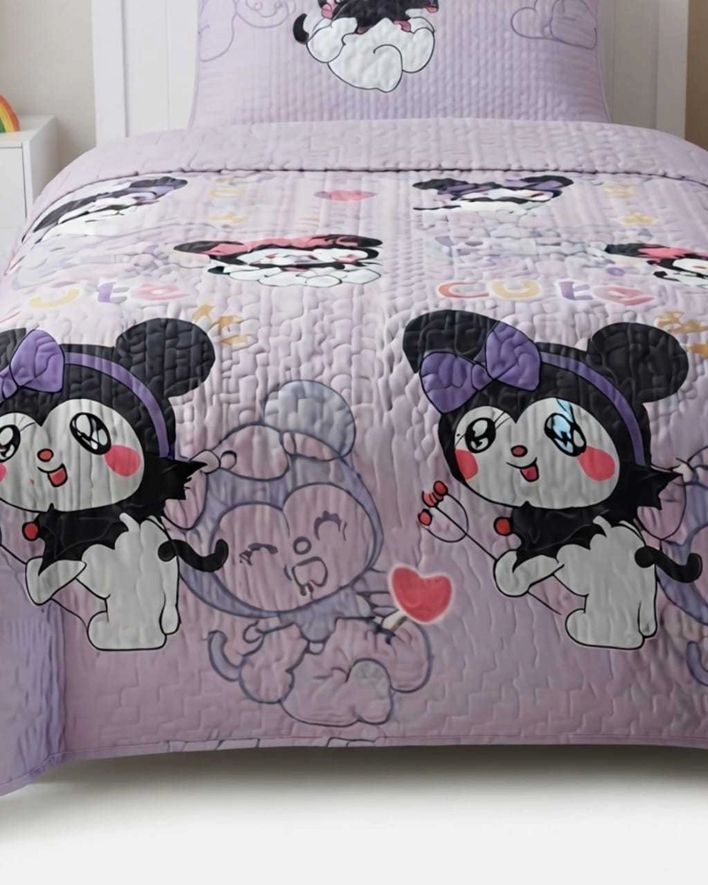 CUBRECAMA QUILT DE VERANO PLAZA Y MEDIA DISEÑOS INFANTILES MAS FUNDA - 2