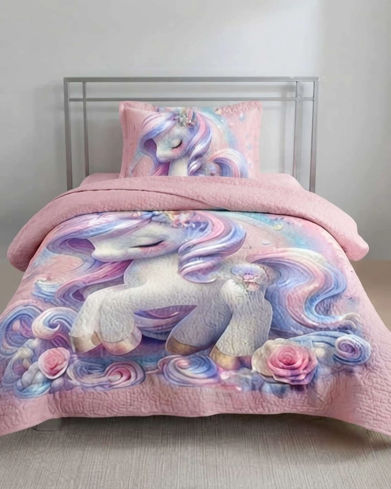 CUBRECAMA QUILT INFANTIL DE VERANO PLAZA Y MEDIA MAS FUNDA - 1