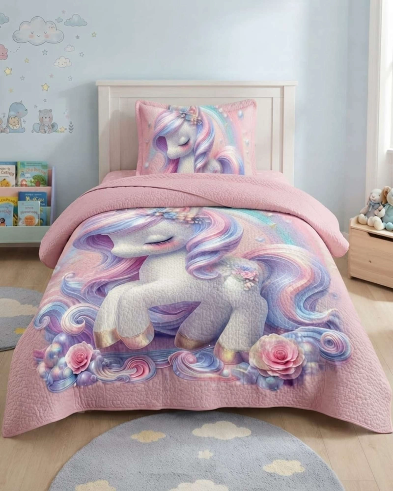 CUBRECAMA QUILT INFANTIL DE VERANO PLAZA Y MEDIA MAS FUNDA - 5