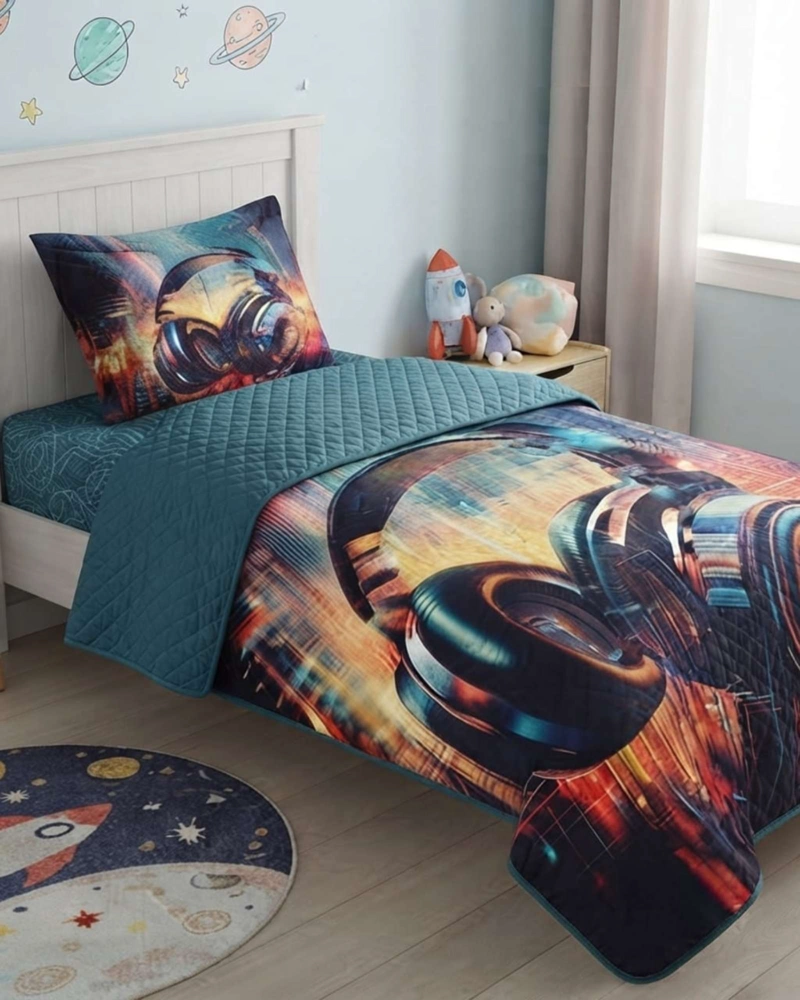 CUBRECAMA QUILT INFANTIL DE VERANO PLAZA Y MEDIA MAS FUNDA - 2