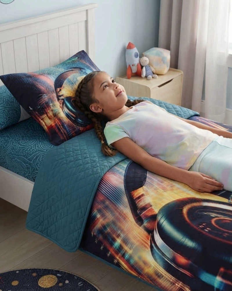 CUBRECAMA QUILT INFANTIL DE VERANO PLAZA Y MEDIA MAS FUNDA - 3