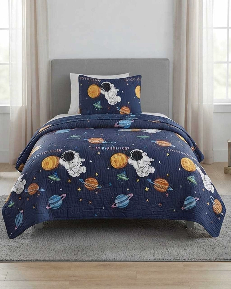 CUBRECAMA QUILT DE VERANO PLAZA Y MEDIA DISEÑOS INFANTILES MAS FUNDA - 1