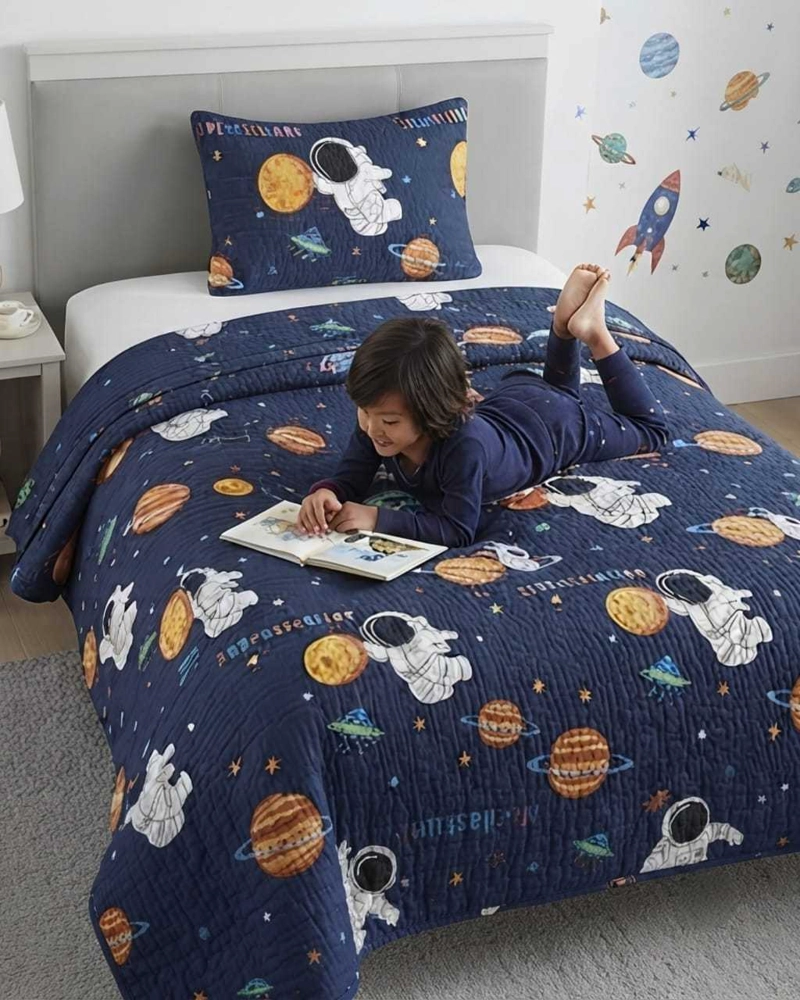 CUBRECAMA QUILT DE VERANO PLAZA Y MEDIA DISEÑOS INFANTILES MAS FUNDA - 2
