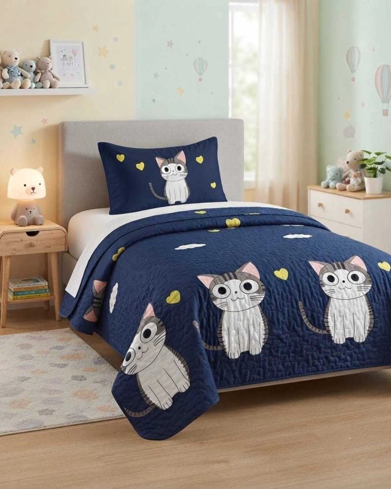 CUBRECAMA QUILT DE VERANO PLAZA Y MEDIA DISEÑOS INFANTILES MAS FUNDA - 2